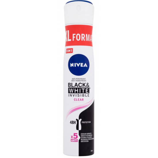 Nivea Black&White Invisible Clear, deodorant spray femei, 200 ml