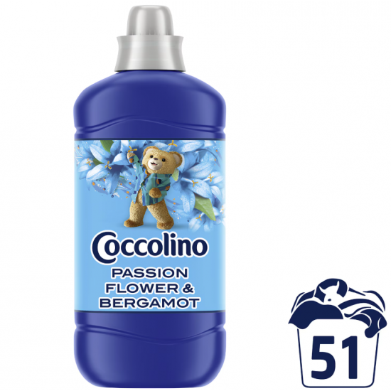 Coccolino Passion Flower & Bergamot, balsam lichid rufe, 51 spalari, 1275 ml