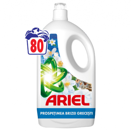 Ariel Greek Breeze Jasmine & Sea Salt, detergent rufe lichid, 80 spalari, 3.6 l