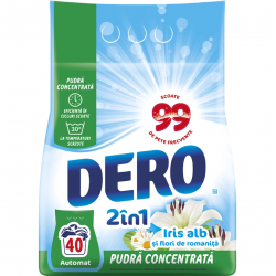 Dero 2in1 Iris Alb, detergent rufe pudra, 40 spalari, 3 kg