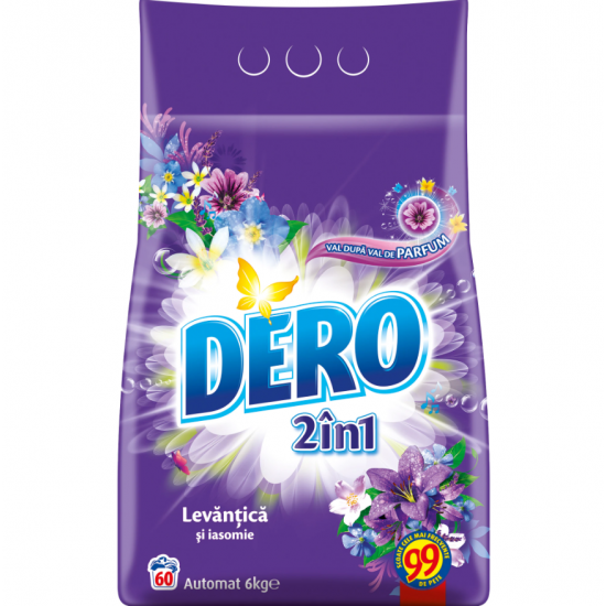Dero 2in1 Levantica & Iasomie, detergent rufe pudra, 60 spalari, 6 kg