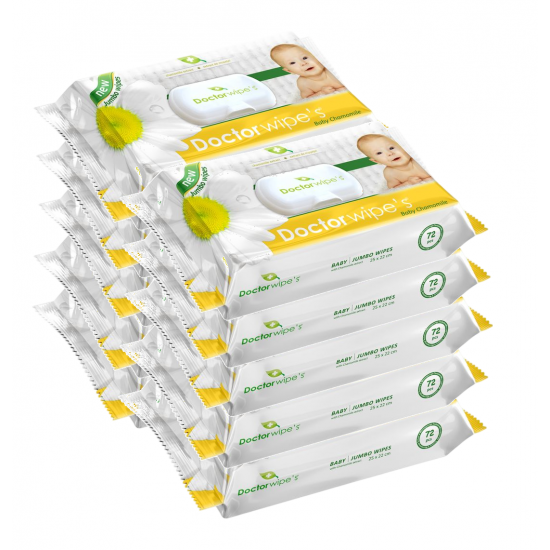 Doctor Wipes cu extract de musetel, servetele umede bebe, 10x72, 720 buc