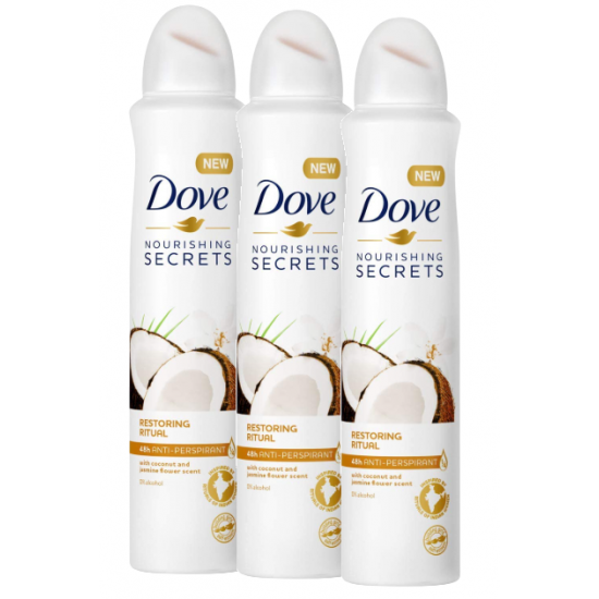 Dove Nourishing Secrets Coconut & Jasmine, deodorant spray femei, 3 x 250 ml