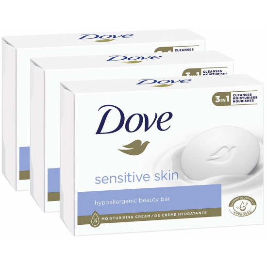 Dove Sensitive Skin, sapun solid hidratant, 3 x 90 gr