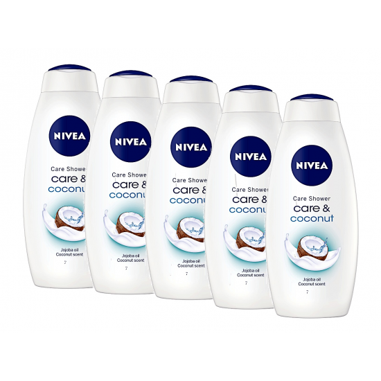Nivea Coconut & Care, gel de dus hidratant, 5x250 ml