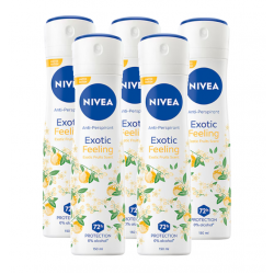 Nivea Exotic Feeling, antiperspirant spray femei , 72h protectie, 5x150 ml