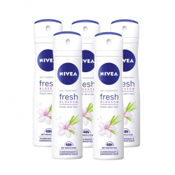 Nivea Fresh Blossom, antiperspirant spray femei, 48h protectie, 5x150 ml	
