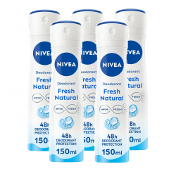 Nivea Fresh Natural, antiperspirant spray femei, 48h protectie, 5x150 ml