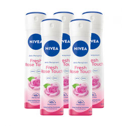 Nivea Fresh Rose Touch, antiperspirant spray femei, 5x150 ml
