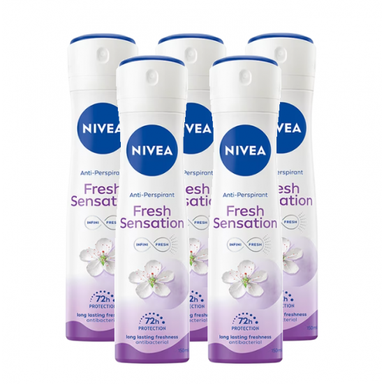 Nivea Fresh Sensations, antiperspirant spray femei, 5x150 ml