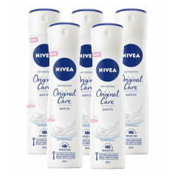 Nivea Original Care, antiperspirant spray femei, 48h protectie, 5x150 ml