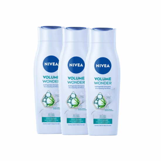 Nivea Volume Strenght, sampon cu colagen si extract de bambus, 3 x 250 ml