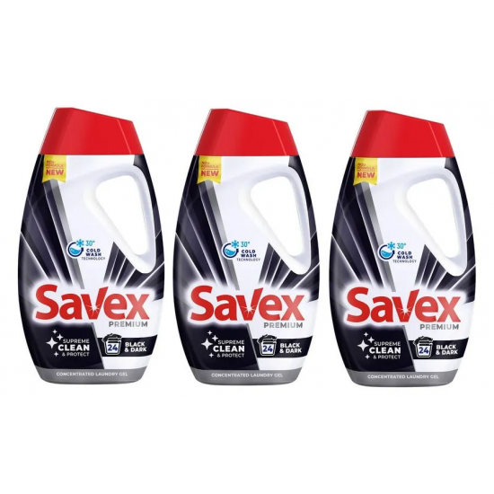 Savex Black, detergent rufe automat lichid, 3 buc x 1.08 L, 72 spalari