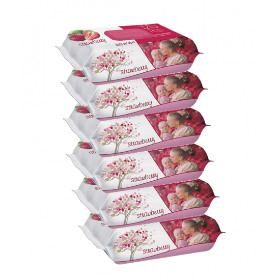 Sleepy Strawberry, servetele umede fara alcool, 6 x 120 buc