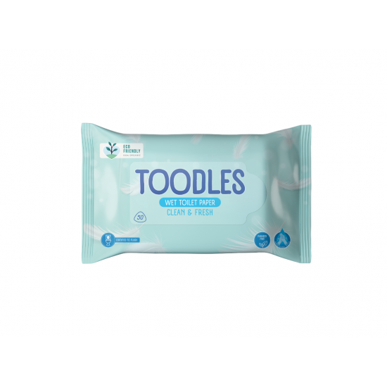 Toodles Clean & Fresh, hartie igienica umeda fara parfum, 14 pachete x 50, 700 buc