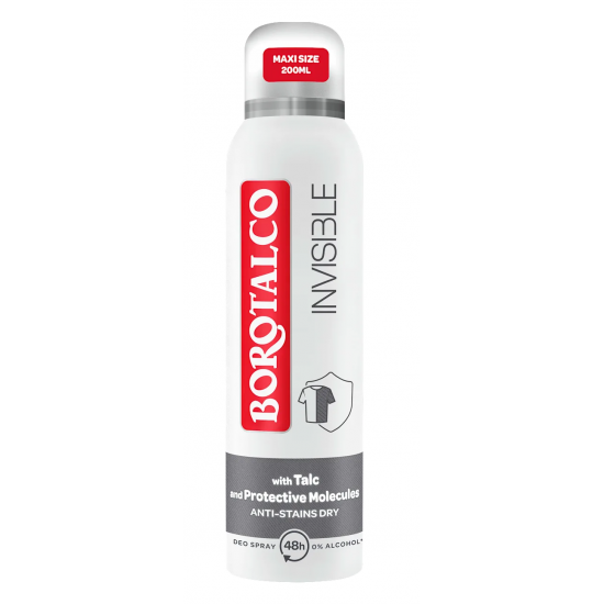 Borotalco Invisible, deodorant spray unisex, 200 ml