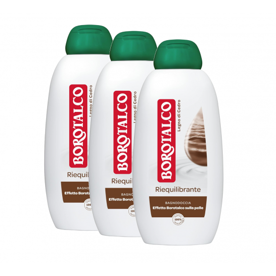 Borotalco Riequilibrante, gel de dus hidratant cu extract de cedru, 3X600 ml