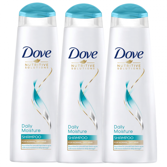 Sampon par uscat Dove Daily Moisture, 3 buc x 400 ml