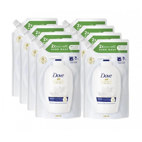 Pack 8 x Rezerva sapun lichid Dove Original, 1/4 crema hidratanta, 500 ml