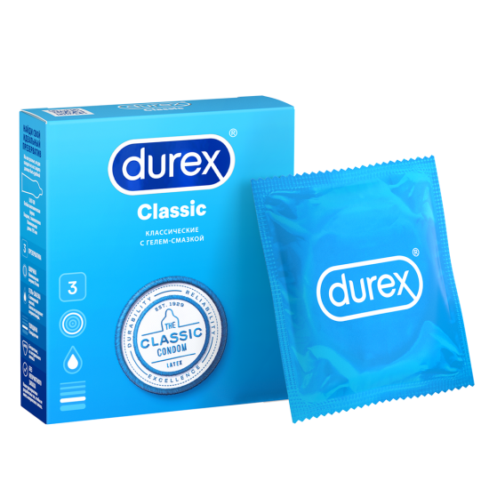 Durex Classic, prezervative lubrifiate, 3 buc/set