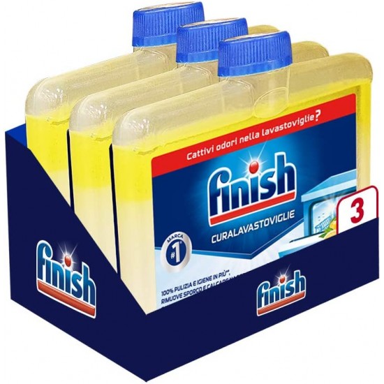 Pack 3 x Finish Lemon, solutie curatare masina spalat vase, 250 ml