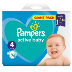 Pampers Active Baby, scutece marimea 4, 9-14 kg, 76 buc